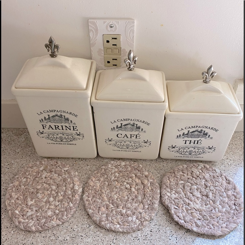 Vintage “Primitive” Braided Round Trivets Set of 3